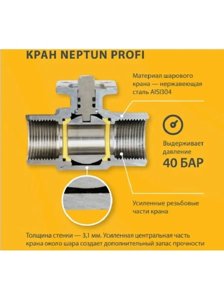 Neptun PROFI 220В шаровой кран с электроприводом 